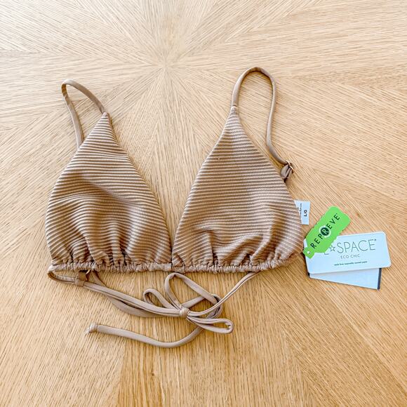 L*Space Bikini Top Womens Large Camel Brittany Ribbed Triangle Cut Swimwear NWT - Picture 3 of 6